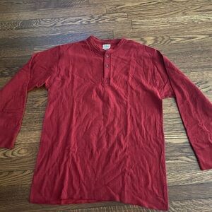 VTG 90s LL Bean River Drivers Henley Shirt Mens L Red 2 Layer Wool Blend